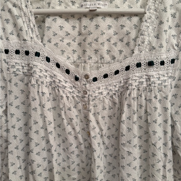 Eileen West Ballet Night Gown Long Sleeve 100% Cotton, Lace with velvet ribbon - Picture 10 of 15